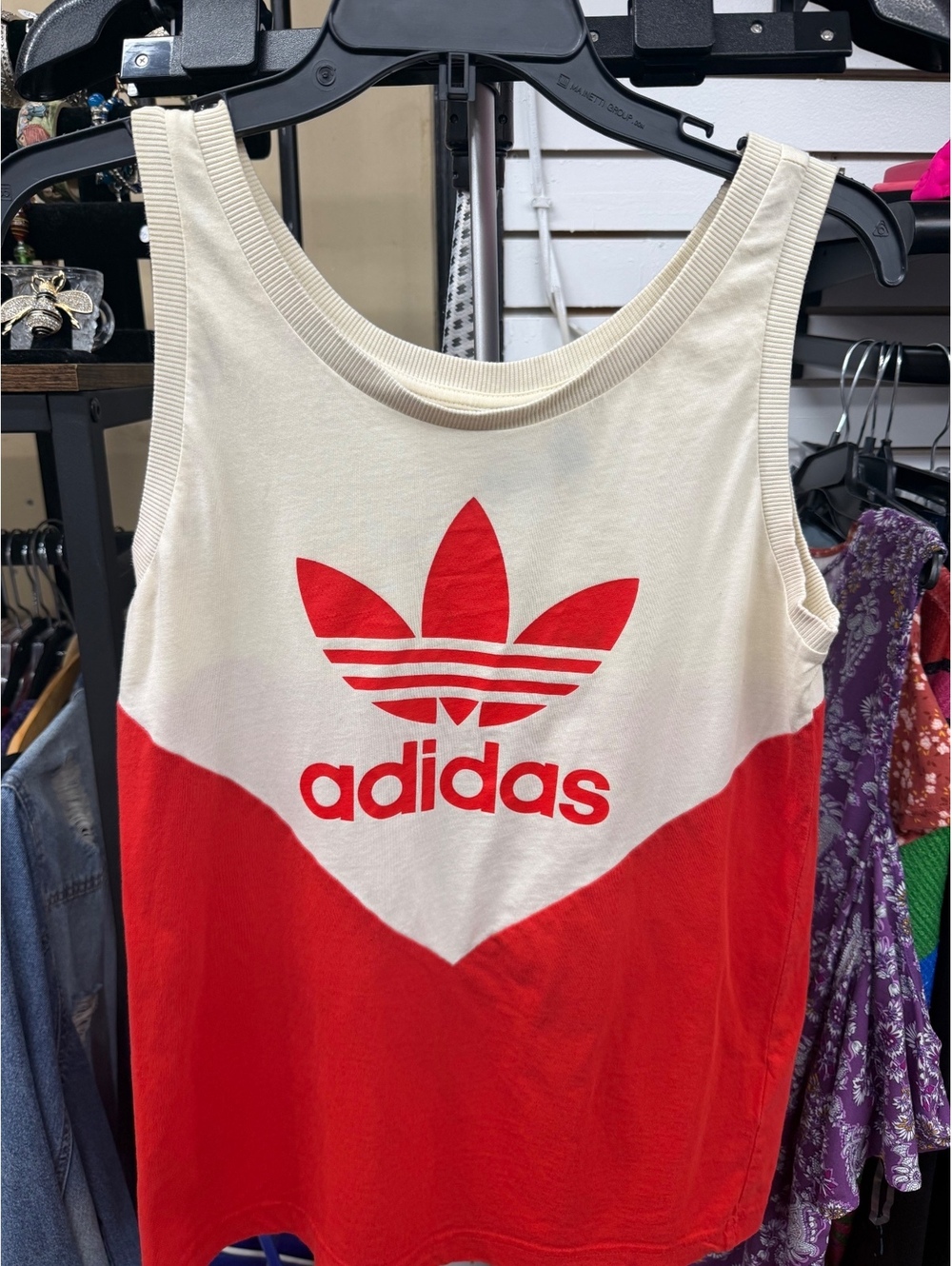 Adidas Originals Trefoil Red Cream Colorblock Tank Top Women’s Small